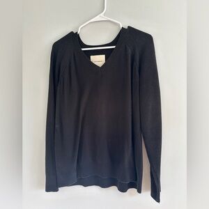 Lucky Brand Cashmere/Nylon/Cotton Women's Black V-Neck Sweater Small Oversized